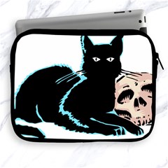 Black Cat & Halloween Skull Apple Ipad 2/3/4 Zipper Cases by gothicandhalloweenstore