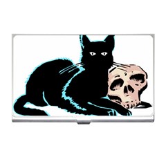 Black Cat & Halloween Skull Business Card Holder by gothicandhalloweenstore