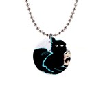 Black Cat & Halloween Skull 1  Button Necklace Front