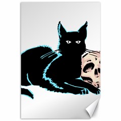 Black Cat & Halloween Skull Canvas 12  X 18  by gothicandhalloweenstore