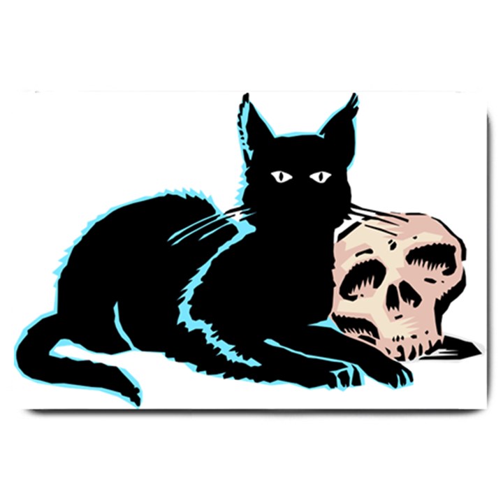 Black Cat & Halloween Skull Large Doormat 