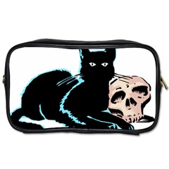 Black Cat & Halloween Skull Toiletries Bag (one Side) by gothicandhalloweenstore