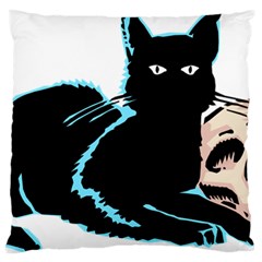 Black Cat & Halloween Skull Large Cushion Case (two Sides) by gothicandhalloweenstore