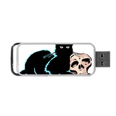 Black Cat & Halloween Skull Portable Usb Flash (two Sides) by gothicandhalloweenstore