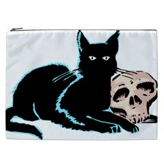 Black Cat & Halloween Skull Cosmetic Bag (xxl) by gothicandhalloweenstore