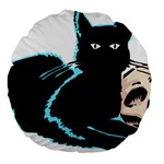 Black Cat & Halloween Skull Large 18  Premium Round Cushions Front