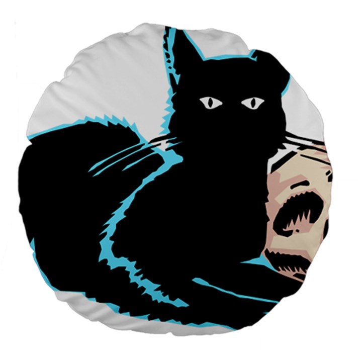 Black Cat & Halloween Skull Large 18  Premium Round Cushions