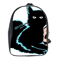 Black Cat & Halloween Skull School Bag (xl) by gothicandhalloweenstore