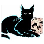 Black Cat & Halloween Skull Double Sided Flano Blanket (Small)  50 x40  Blanket Front