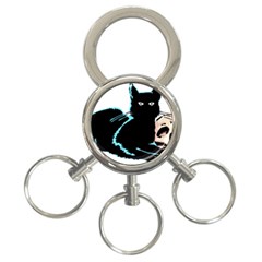 Black Cat & Halloween Skull 3-ring Key Chain