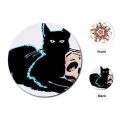 Black Cat & Halloween Skull Playing Cards Single Design (round) by gothicandhalloweenstore