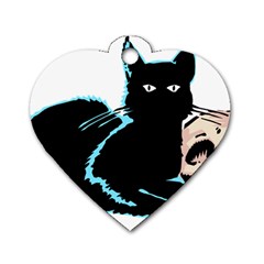 Black Cat & Halloween Skull Dog Tag Heart (two Sides) by gothicandhalloweenstore