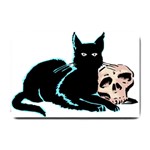 Black Cat & Halloween Skull Small Doormat  24 x16  Door Mat