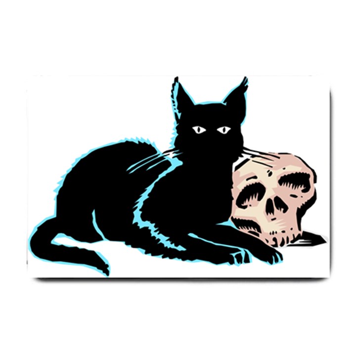 Black Cat & Halloween Skull Small Doormat 