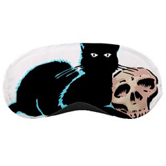 Black Cat & Halloween Skull Sleeping Mask by gothicandhalloweenstore