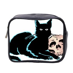 Black Cat & Halloween Skull Mini Toiletries Bag (two Sides) by gothicandhalloweenstore