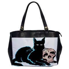 Black Cat & Halloween Skull Oversize Office Handbag by gothicandhalloweenstore