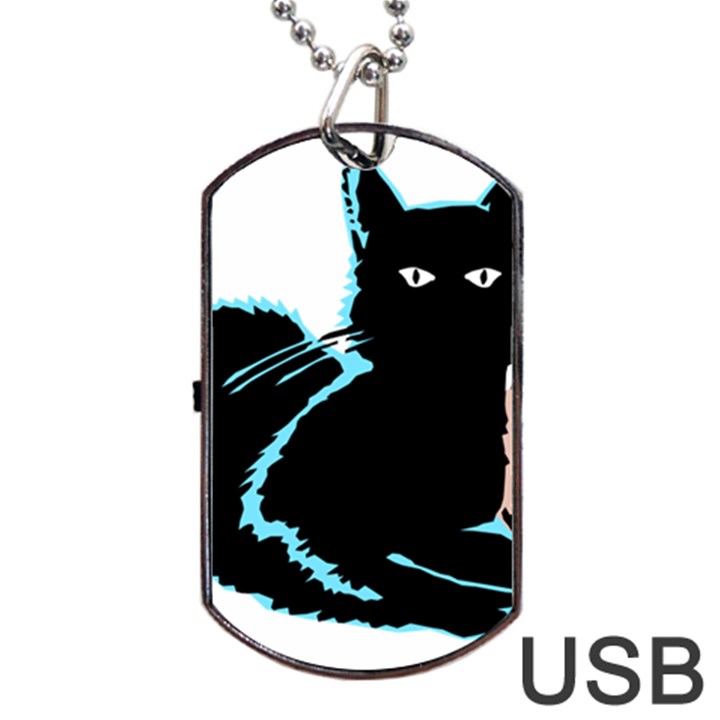 Black Cat & Halloween Skull Dog Tag USB Flash (Two Sides)