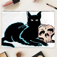 Black Cat & Halloween Skull Cosmetic Bag (xxl) by gothicandhalloweenstore