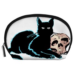 Black Cat & Halloween Skull Accessory Pouch (large) by gothicandhalloweenstore