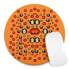 Happy Pumkins And Ghosts And  They Love The Season Round Mousepads by pepitasart