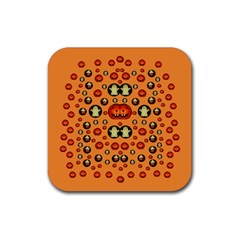 Happy Pumkins And Ghosts And  They Love The Season Rubber Coaster (square)  by pepitasart