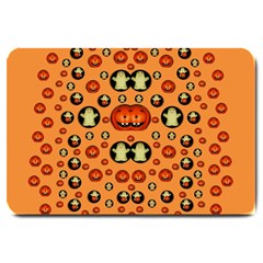 Happy Pumkins And Ghosts And  They Love The Season Large Doormat  by pepitasart