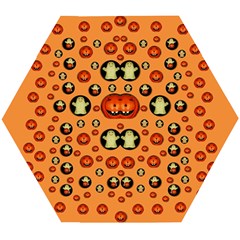 Happy Pumkins And Ghosts And  They Love The Season Wooden Puzzle Hexagon