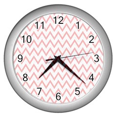 Chevrons Roses Wall Clock (silver) by kcreatif