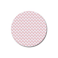 Chevrons Roses Rubber Round Coaster (4 Pack)  by kcreatif