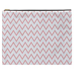 Chevrons Roses Cosmetic Bag (xxxl) by kcreatif