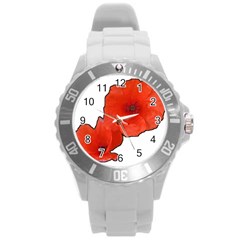 Coquelicots Fleurs Round Plastic Sport Watch (l) by kcreatif