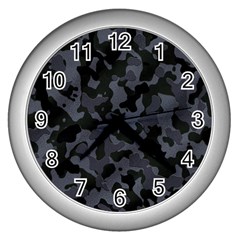 Camouflage Violet Wall Clock (silver) by kcreatif