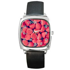 Fraise Bonbons Square Metal Watch by kcreatif