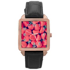 Fraise Bonbons Rose Gold Leather Watch  by kcreatif