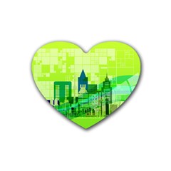 Architecture Skyline Rubber Coaster (heart)  by Wegoenart