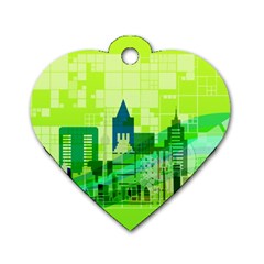 Architecture Skyline Dog Tag Heart (two Sides) by Wegoenart