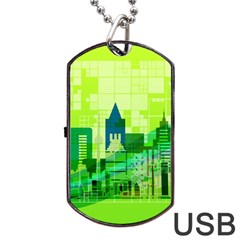 Architecture Skyline Dog Tag Usb Flash (two Sides) by Wegoenart