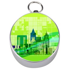 Architecture Skyline Silver Compasses by Wegoenart