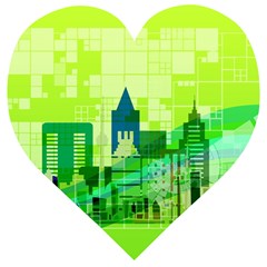 Architecture Skyline Wooden Puzzle Heart