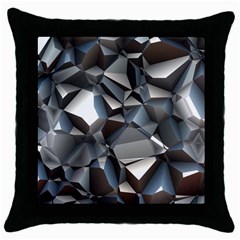 Triangles Polygon Color Silver Uni Throw Pillow Case (black) by Wegoenart