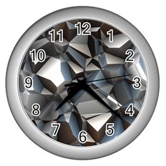 Triangles Polygon Color Silver Uni Wall Clock (silver) by Wegoenart