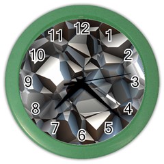 Triangles Polygon Color Silver Uni Color Wall Clock by Wegoenart