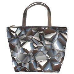 Triangles Polygon Color Silver Uni Bucket Bag by Wegoenart