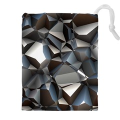 Triangles Polygon Color Silver Uni Drawstring Pouch (4xl) by Wegoenart