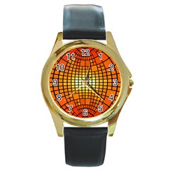 Pattern Background Rings Circle Round Gold Metal Watch by Wegoenart