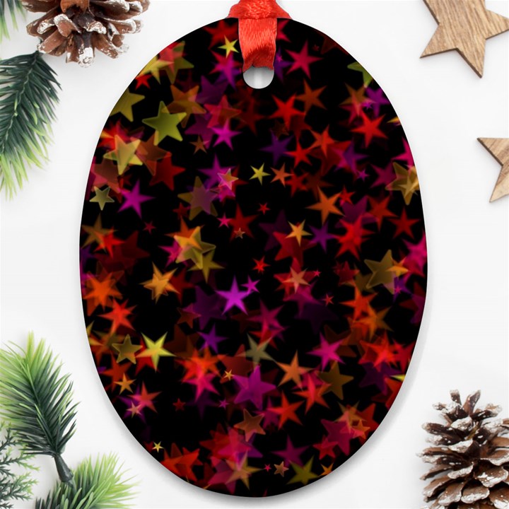 Seamless Star Texture Christmas Ornament (Oval)