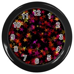 Seamless Star Texture Christmas Wall Clock (black) by Wegoenart