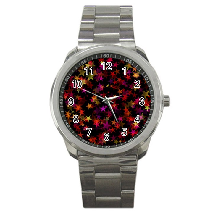 Seamless Star Texture Christmas Sport Metal Watch