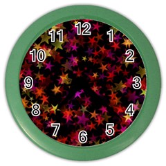 Seamless Star Texture Christmas Color Wall Clock